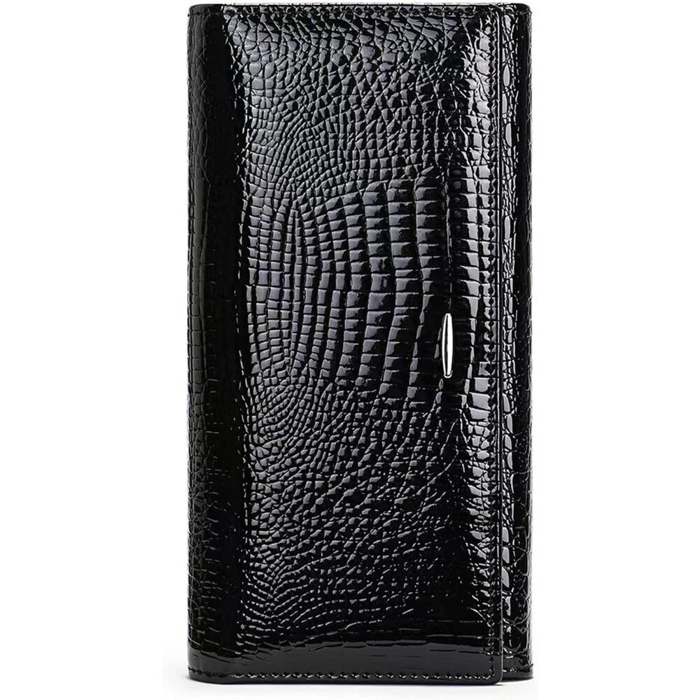 Women's Black Wallet Long Leather Purse Credit Card Ladies Casual Fashion Clutch - Picture 1 of 6